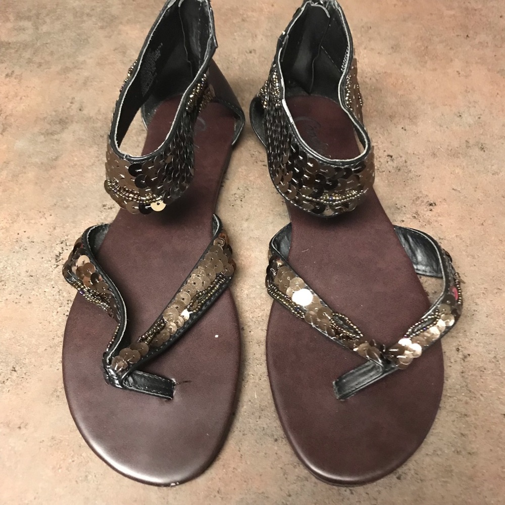 Candies Black Sandals, Size 10